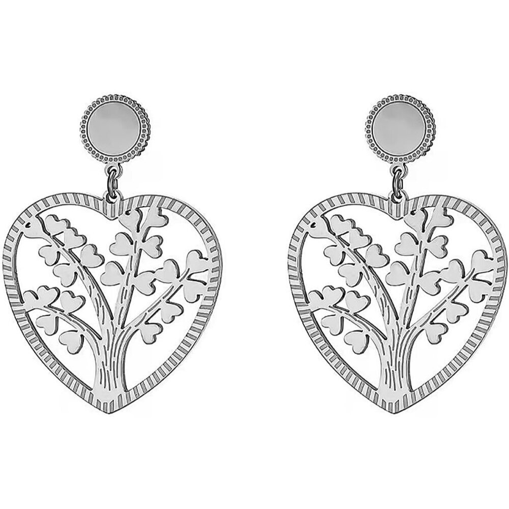 Silver Tree life Heart Statement Vintage Long Summer Earring for Women Jewelry